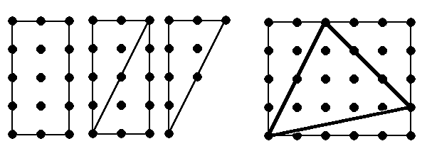 A triangle with vertices on a grid of points