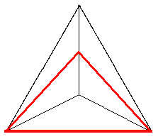 Not the shortest closed route visiting the six edges of a tetrahedron.